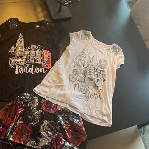 Girls 7/8 Justice Sequin Skirt and Tops